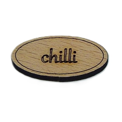 Dřevěná cedulka na koření - Chilli