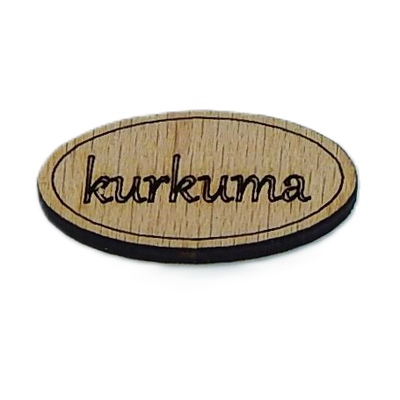 Dřevěná cedulka na koření - Kurkuma