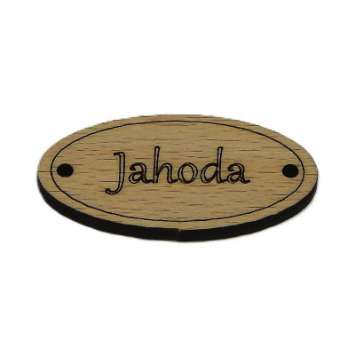 Dřevěná cedulka na zavařeniny, marmelády - Jahoda