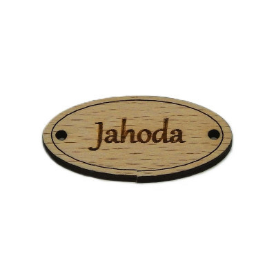 Dřevěná cedulka na zavařeniny, marmelády - Jahoda - Obrysově