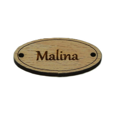 Dřevěná cedulka na zavařeniny, marmelády - Malina - Obrysově