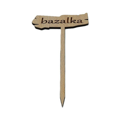 Dřevěná cedulka k bylinkám - Bazalka - Obrysově
