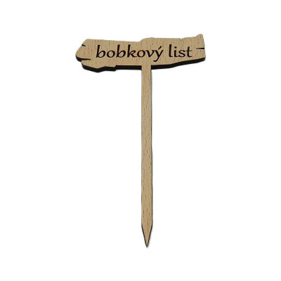 Dřevěná cedulka k bylinkám - Bobkový list - Obrysově