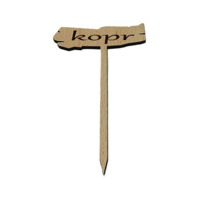 Dřevěná cedulka k bylinkám - Kopr - Obrysově