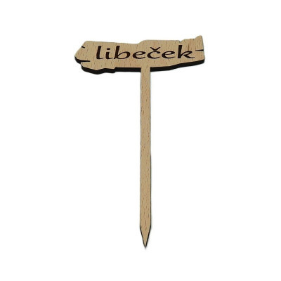 Dřevěná cedulka k bylinkám - Libeček - Obrysově