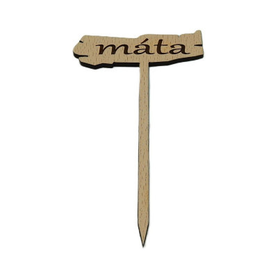 Dřevěná cedulka k bylinkám - Máta - Obrysově