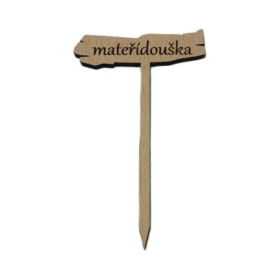 Dřevěná cedulka k bylinkám - Mateřídouška - Obrysově