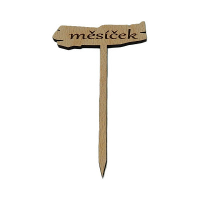 Dřevěná cedulka k bylinkám - Měsíček - Obrysově