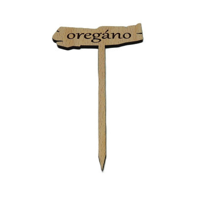 Dřevěná cedulka k bylinkám - Oregáno - Obrysově