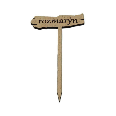 Dřevěná cedulka k bylinkám - Rozmarýn - Obrysově