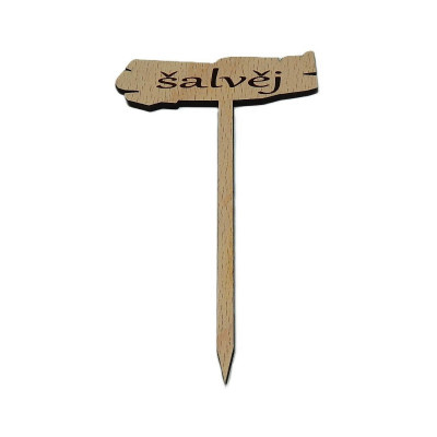 Dřevěná cedulka k bylinkám - Šalvěj - Obrysově