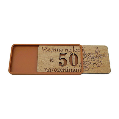 Dárková kazeta na peníze, Přání k 50 narozeninám - Obdélník
