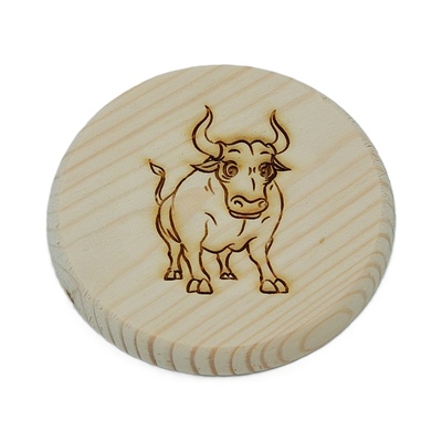 Dřevěný podtácek - Býk 1