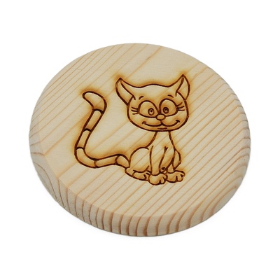 Dřevěný podtácek - Kočka 1