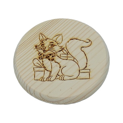 Dřevěný podtácek - Kočka 2