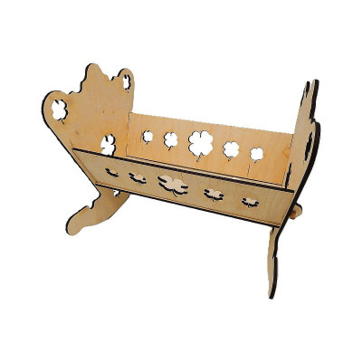 Dřevěný výrobek - Kolýbka pro panenky, čtyřlístky