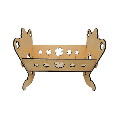 Dřevěný výrobek - Kolýbka pro panenky, čtyřlístky