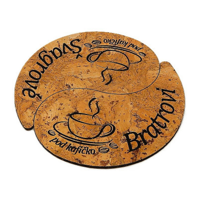 Korkový podtácek - dvoudílný, Kafe bratr/ švagrová