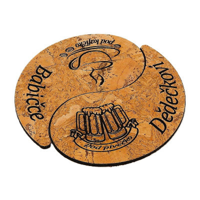 Korkový podtácek - dvoudílný, Kafe babička / pivo dědeček
