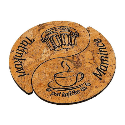 Korkový podtácek - dvoudílný, Kafe maminka / pivo tatínek