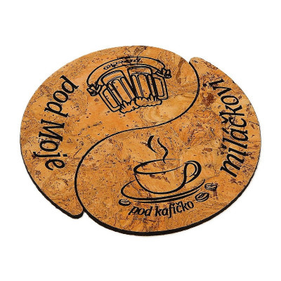 Korkový podtácek - dvoudílny, Kafe miláček / pivo moje