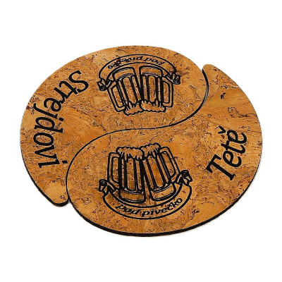 Korkový podtácek - dvoudílný, Pivo teta/ strejda