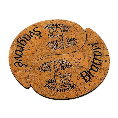 Korkový podtácek - dvoudílný, Víno bratr/ švagrová