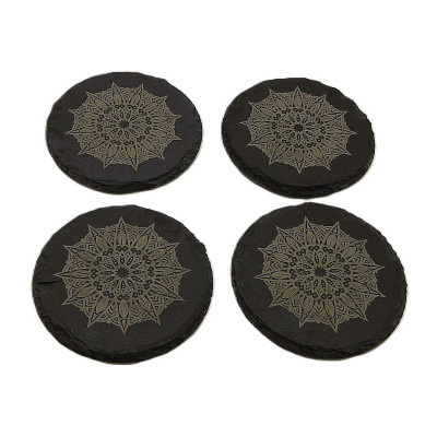 Kuchyňská pomůcka - Podložka pod hrnec, Břidlice kulatá, Mandala 4 - 200mm