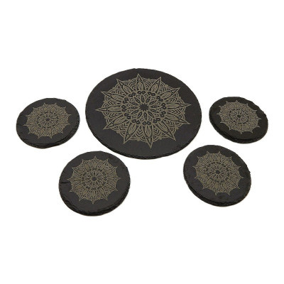 Kuchyňská pomůcka - Podložka pod hrnec, Břidlice kulatá, Mandala 4 - 200mm