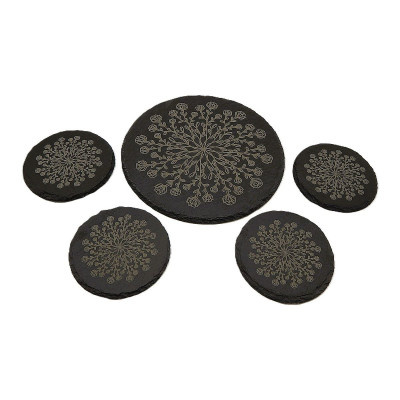 Kuchyňská pomůcka - Podložka pod hrnec, Břidlice kulatá, Mandala 5 - 200mm