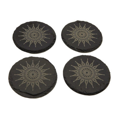 Kuchyňská pomůcka - Podložka pod hrnec, Břidlice kulatá, Mandala 6 - 200mm