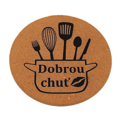 Kuchyňská pomůcka - Korková podložka pod hrnec, Dobrou chuť, pusa