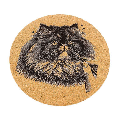 Kuchyňská pomůcka - Korková podložka pod hrnec, Kočka perská