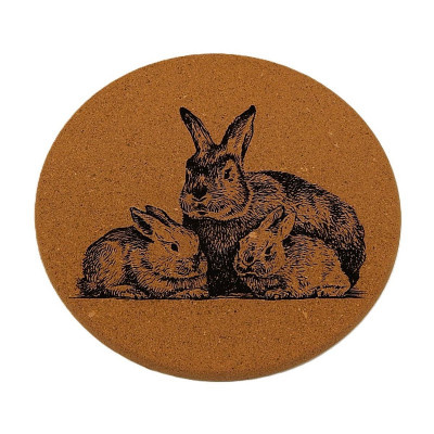 Kuchyňská pomůcka - Korková podložka pod hrnce, Králíci