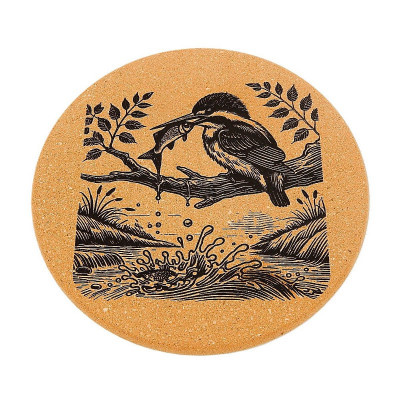 Kuchyňská pomůcka - Korková podložka pod hrnec, Ledňáček