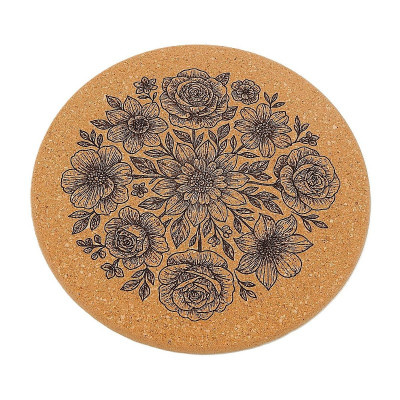 Kuchyňská pomůcka - Korková podložka pod hrnec, Mandala, květ 1