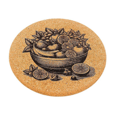 Kuchyňská pomůcka - Korková podložka pod hrnec, Mísa s ovocem