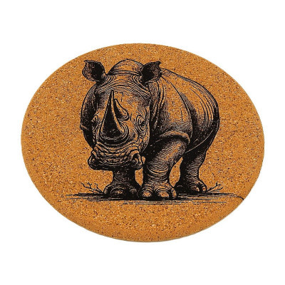 Kuchyňská pomůcka - Korková podložka pod hrnec, Nosorožec