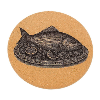 Kuchyňská pomůcka - Korková podložka pod hrnec, Pečená ryba