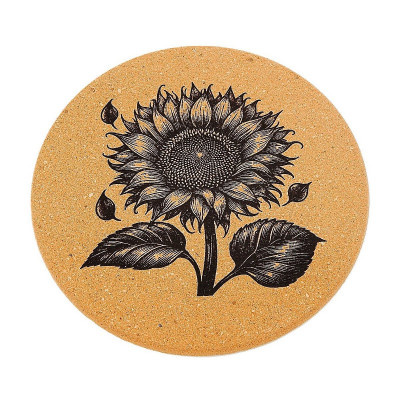 Kuchyňská pomůcka - Korková podložka pod hrnec, Slunečnice