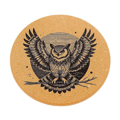 Kuchyňská pomůcka - Korková podložka pod hrnec, Sova 2