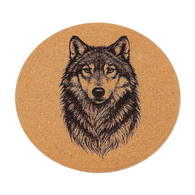Kuchyňská pomůcka - Korková podložka pod hrnec, Vlk