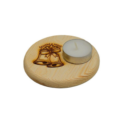 Dřevěný podtácek - Šťastné a veselé, zvonky