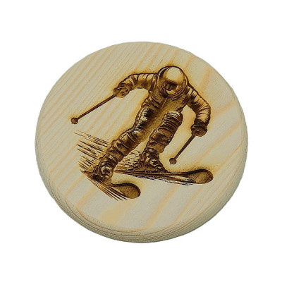 Dřevěný podtácek - Lyžař