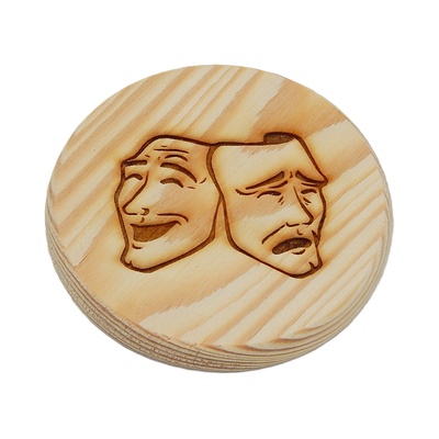 Dřevěný podtácek - Divadelni masky