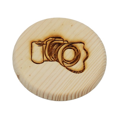 Dřevěný podtácek - Fotoaparát